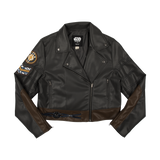 Ahsoka Faux Leather Cropped Bomber Jacket