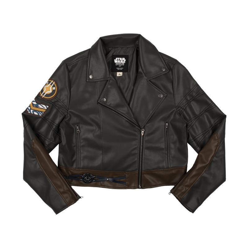 Ahsoka Faux Leather Cropped Bomber Jacket