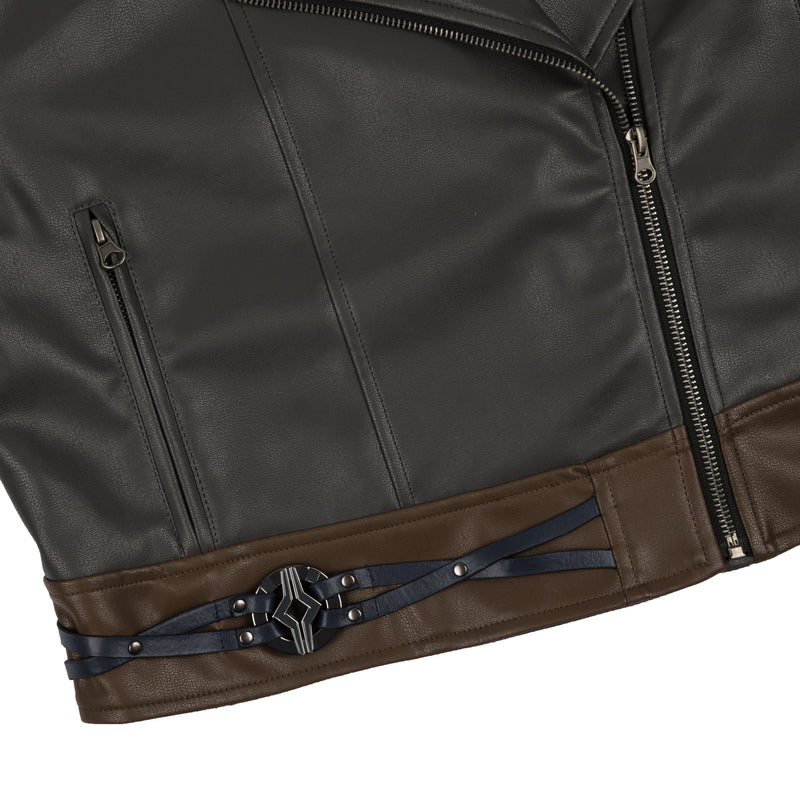 Ahsoka Faux Leather Cropped Bomber Jacket