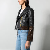 Ahsoka Faux Leather Cropped Bomber Jacket